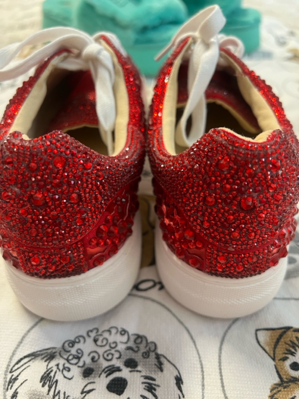 BETSY JOHNSON Red Reily Rhinestone Platform Sneaker Size 8 - Picture 10 of 10